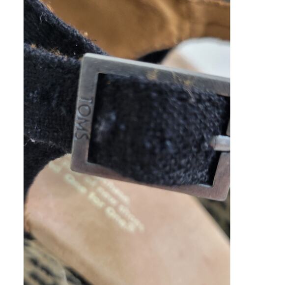 Toms Sandals Womens 9.5 Espadrilles Black & Tan Wedge Sandals Canvas 3.5 in Heel - Picture 10 of 10